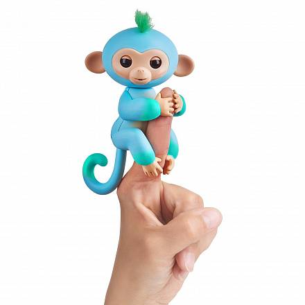 Интерактивная обезьянка Чарли, цвет - голубая с зеленым, 12 см. 
